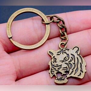 LSU Tiger Keychain Metal Muted Brass Head New Auburn Cincinnati